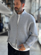 Gray Collared Zip-Up Oversized Sweatshirt PM-109