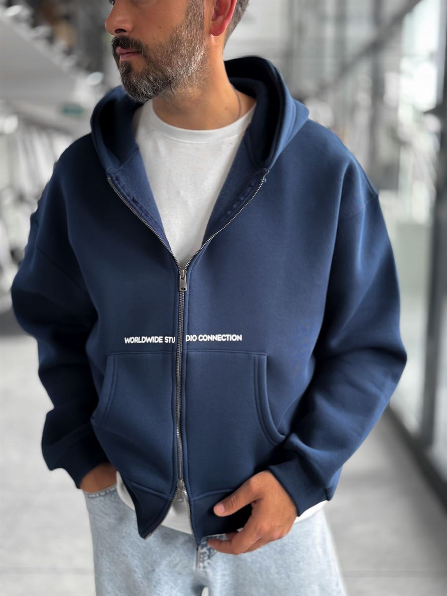 Navy Worldwide Hooded Sweatshirt PM-220