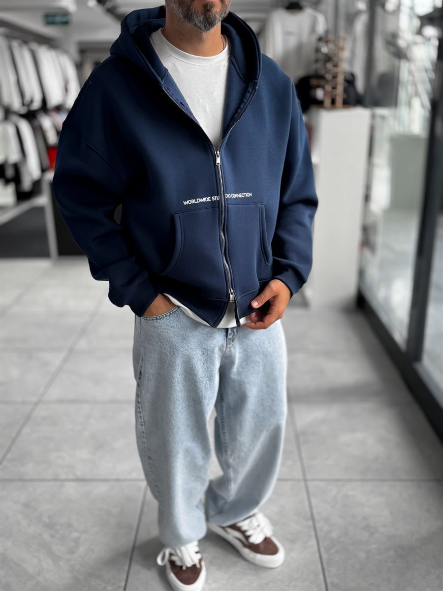 Navy Worldwide Hooded Sweatshirt PM-220