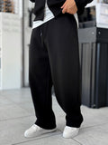 Black Basic Relaxed Fit Brushed Sweatpants PM-110