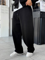 Black Basic Relaxed Fit Brushed Sweatpants PM-110