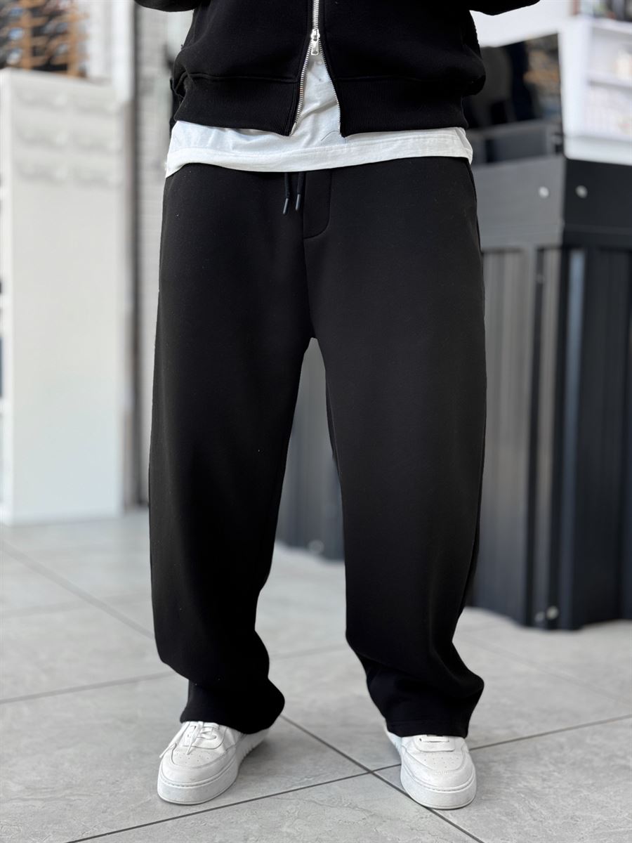 Black Basic Relaxed Fit Brushed Sweatpants PM-110