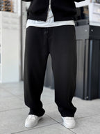 Black Basic Relaxed Fit Brushed Sweatpants PM-110