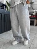 Gray Basic Relaxed Fit Brushed Sweatpants PM-110