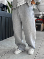 Gray Basic Relaxed Fit Brushed Sweatpants PM-110