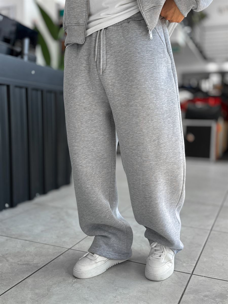 Gray Basic Relaxed Fit Brushed Sweatpants PM-110
