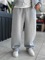Gray Basic Relaxed Fit Brushed Sweatpants PM-110