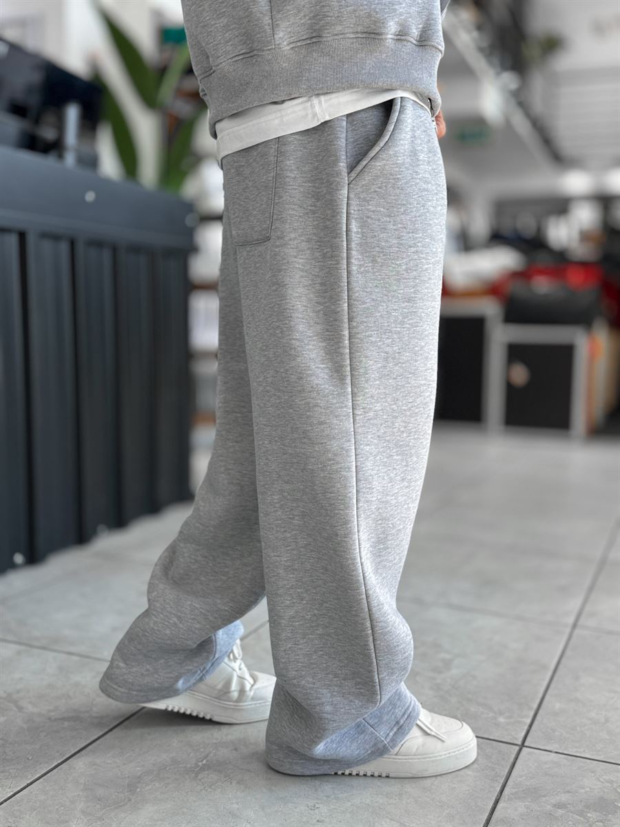 Gray Basic Relaxed Fit Brushed Sweatpants PM-110