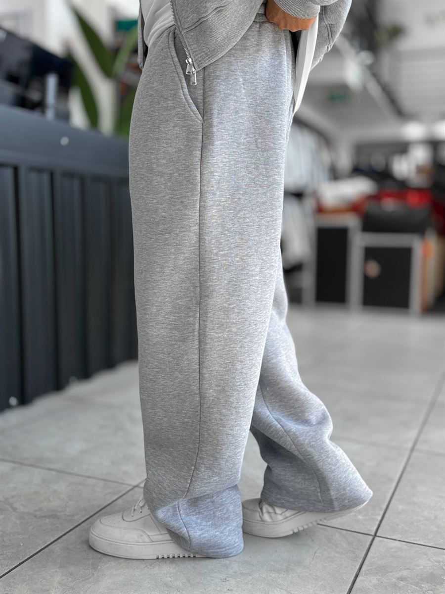 Gray Basic Relaxed Fit Brushed Sweatpants PM-110