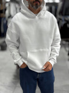 White Basic Oversized Hooded Sweatshirt PM-101