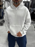 White Basic Oversized Hooded Sweatshirt PM-101