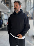 Black Basic Oversized Hooded Sweatshirt PM-101