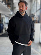 Black Basic Oversized Hooded Sweatshirt PM-101