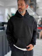Black Basic Oversized Hooded Sweatshirt PM-101