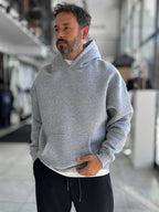 Gray Basic Oversized Hooded Sweatshirt PM-101
