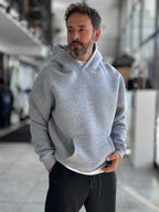 Gray Basic Oversized Hooded Sweatshirt PM-101