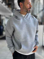 Gray Basic Oversized Hooded Sweatshirt PM-101