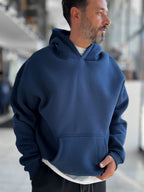 Navy Basic Oversized Hooded Sweatshirt PM-101
