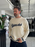 Beige Union Club Embroidered Knit Sweatshirt PM-018