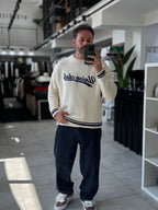Beige Union Club Embroidered Knit Sweatshirt PM-018