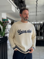 Beige Union Club Embroidered Knit Sweatshirt PM-018