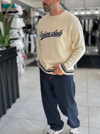 Beige Union Club Embroidered Knit Sweatshirt PM-018