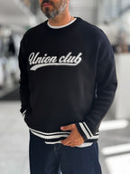 Black Union Club Embroidered Knit Sweatshirt PM-018