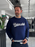 Navy Union Club Embroidered Knit Sweatshirt PM-018
