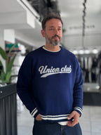Navy Union Club Embroidered Knit Sweatshirt PM-018
