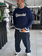 Navy Union Club Embroidered Knit Sweatshirt PM-018