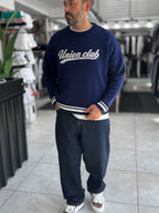 Navy Union Club Embroidered Knit Sweatshirt PM-018