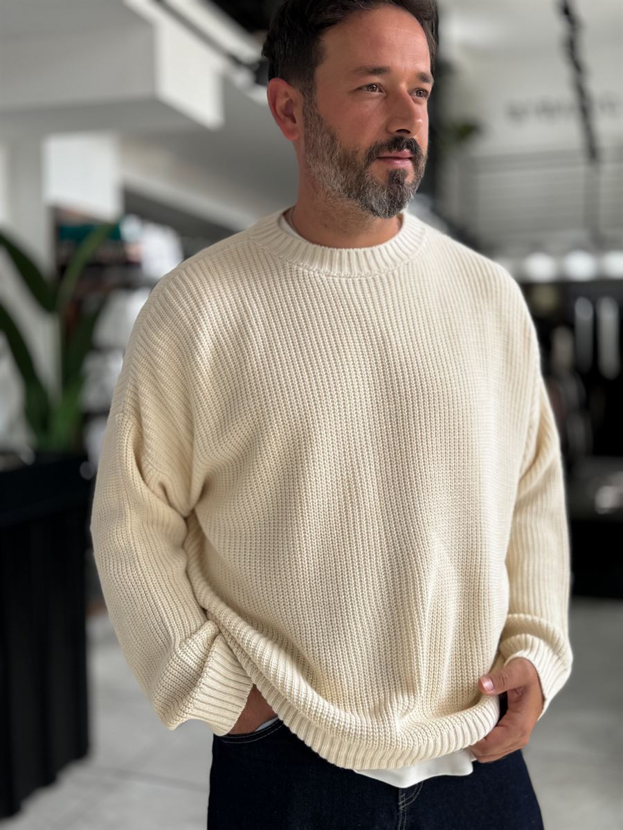Beige Basic Oversized Knit Sweater PM-008