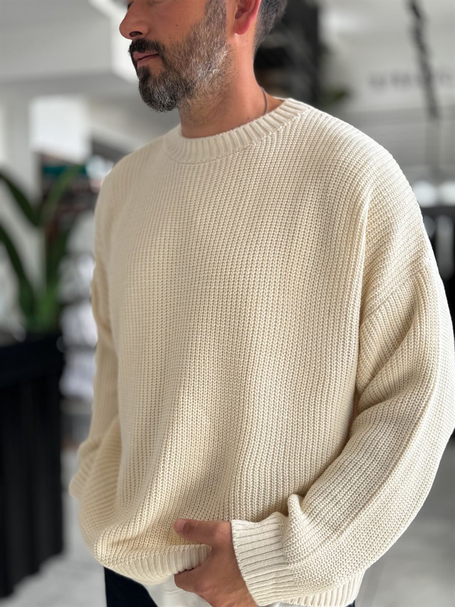 Beige Basic Oversized Knit Sweater PM-008