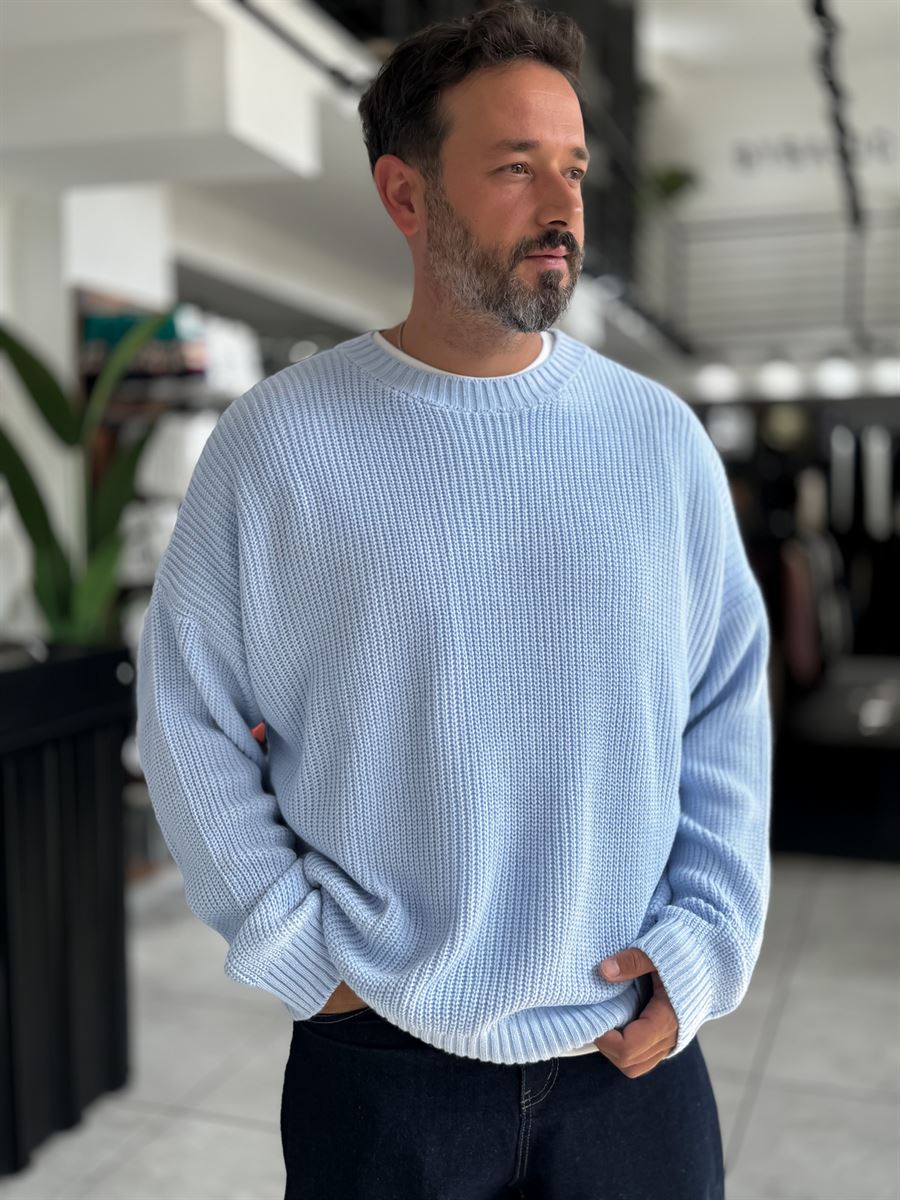 Light Blue Basic Oversized Knit Sweater PM-008