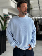 Light Blue Basic Oversized Knit Sweater PM-008