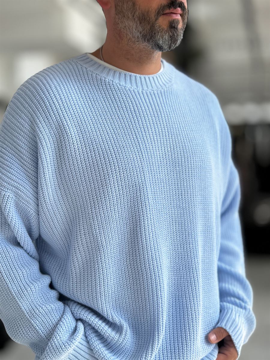 Light Blue Basic Oversized Knit Sweater PM-008