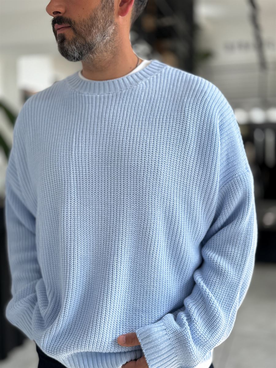 Light Blue Basic Oversized Knit Sweater PM-008
