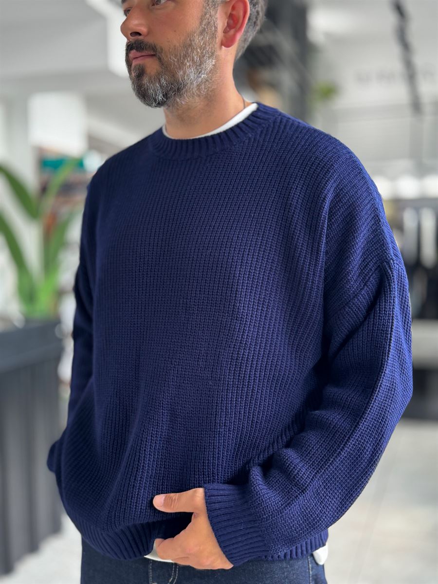 Navy Basic Oversized Knit Sweater PM-008