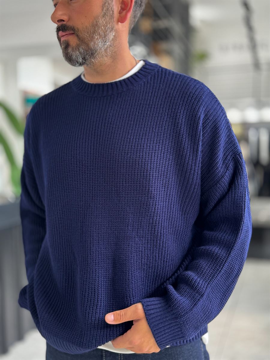 Navy Basic Oversized Knit Sweater PM-008