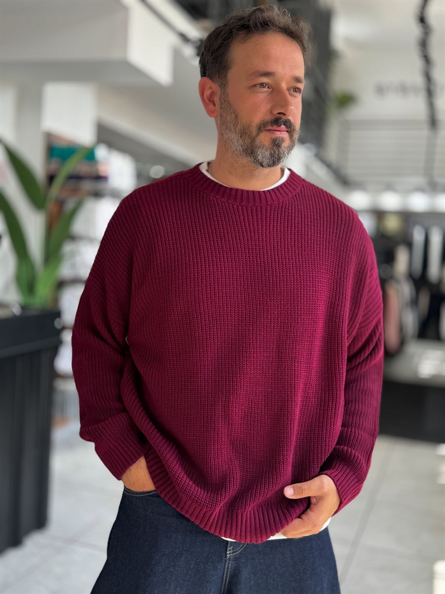 Burgundy Basic Oversized Knit Sweater PM-008