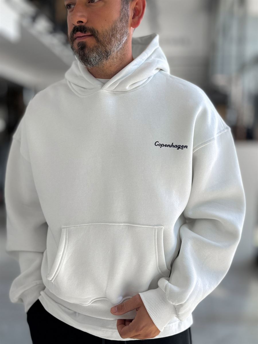 White Copenhagen Hooded Sweatshirt PM-109