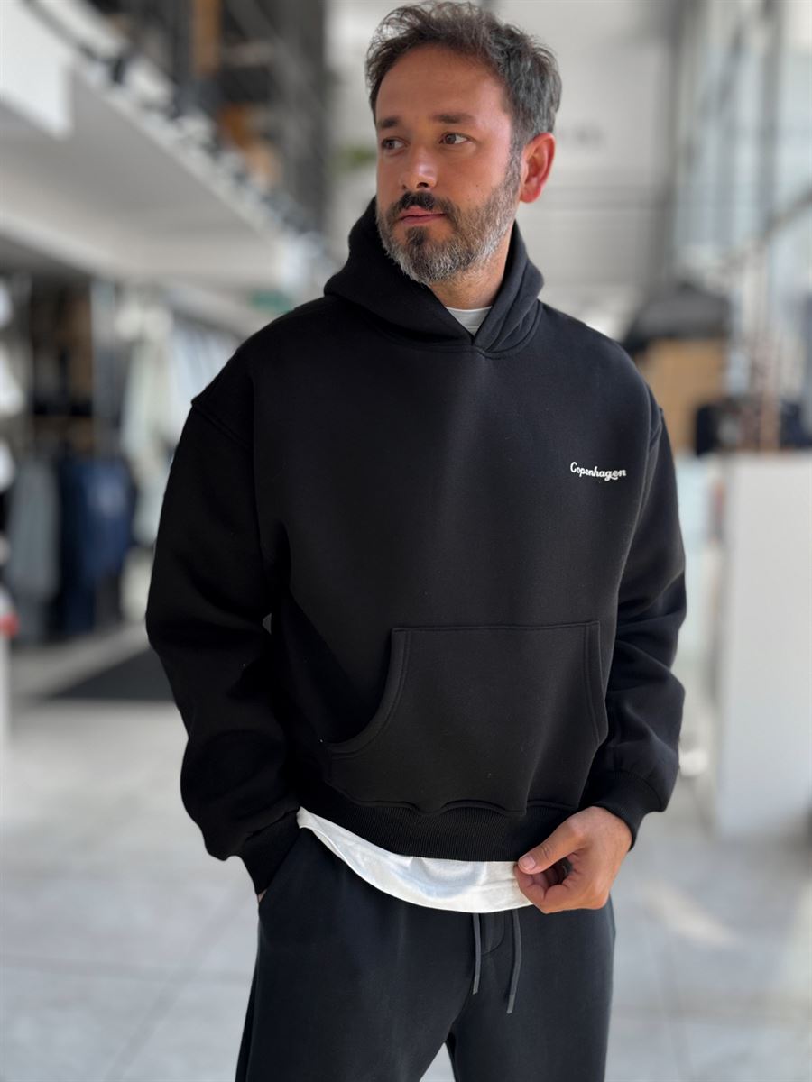 Black Copenhagen Hooded Sweatshirt PM-109