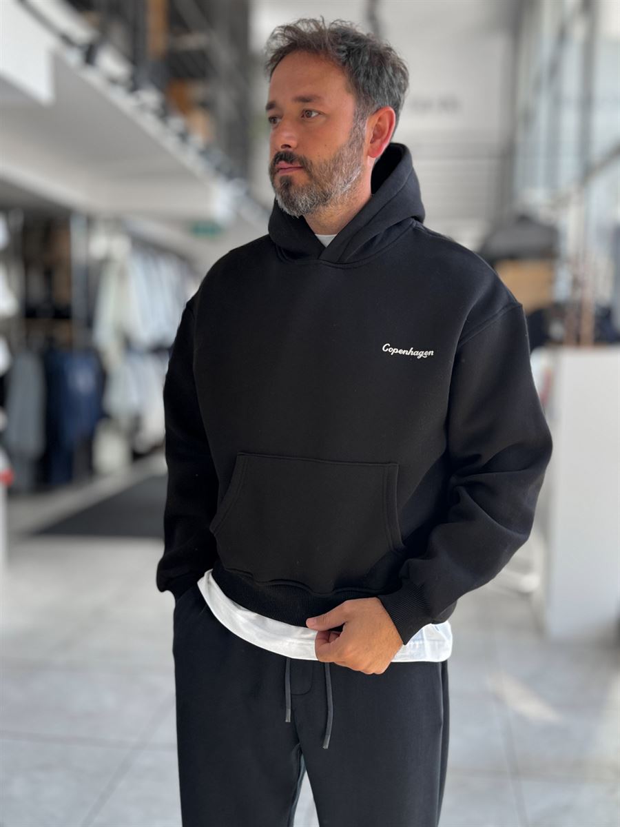 Black Copenhagen Hooded Sweatshirt PM-109