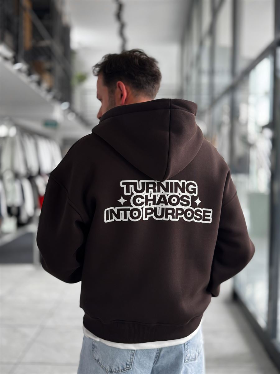 Brown Chaos Zip-Up Sweatshirt PM-219