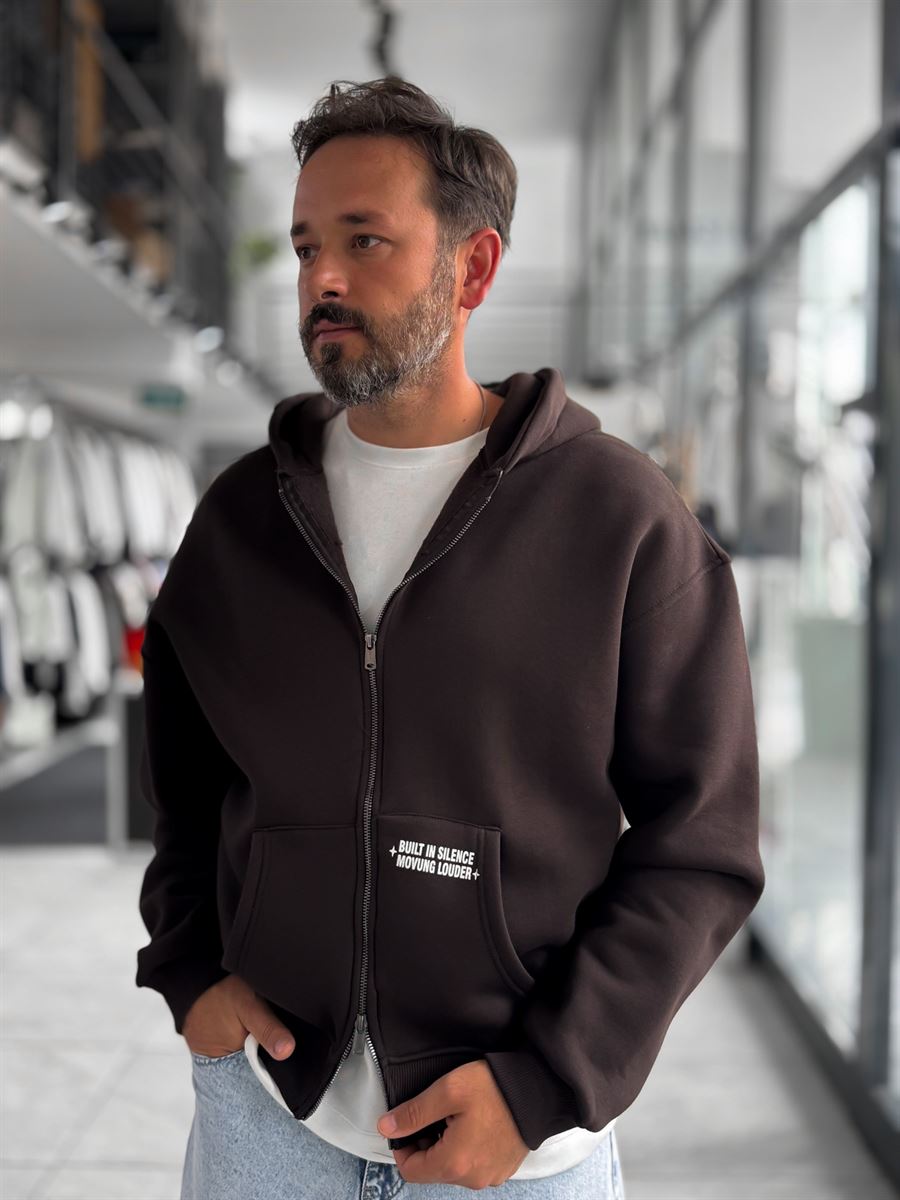 Brown Chaos Zip-Up Sweatshirt PM-219