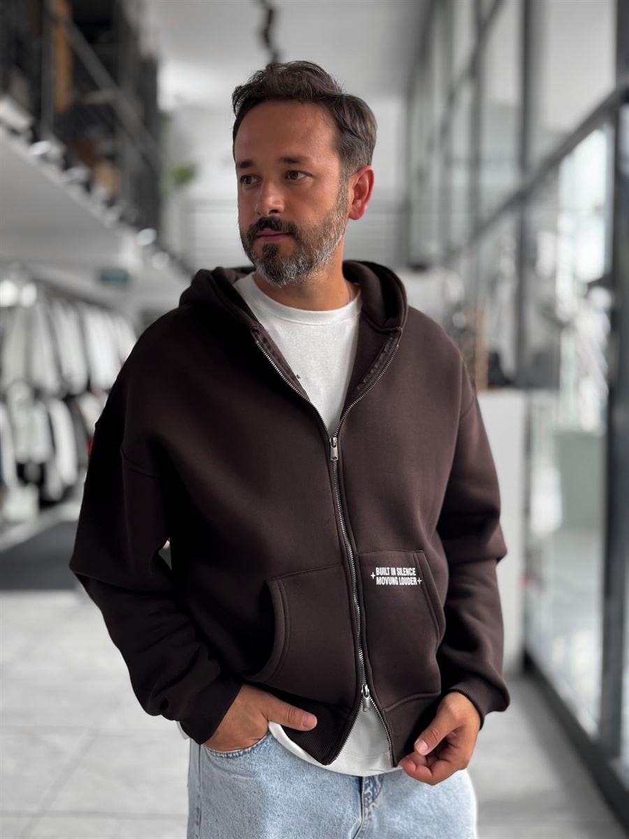 Brown Chaos Zip-Up Sweatshirt PM-219