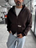 Brown Chaos Zip-Up Sweatshirt PM-219
