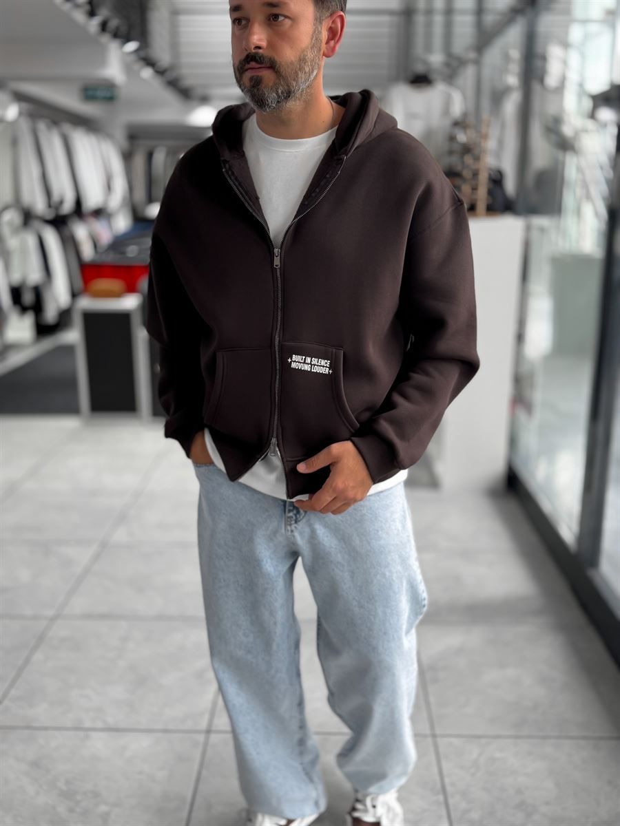 Brown Chaos Zip-Up Sweatshirt PM-219