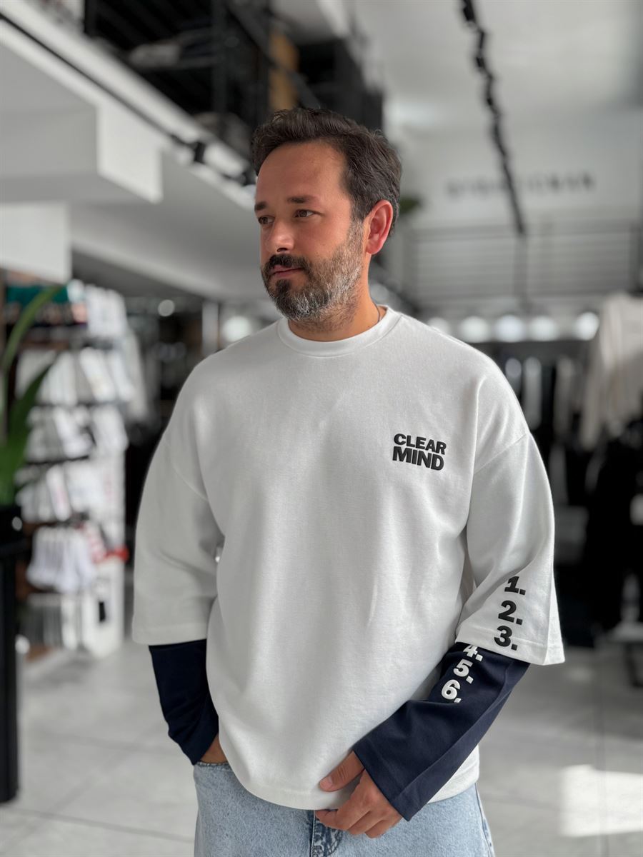 White Clear Mind Boxy Fit Sweatshirt RES-5009