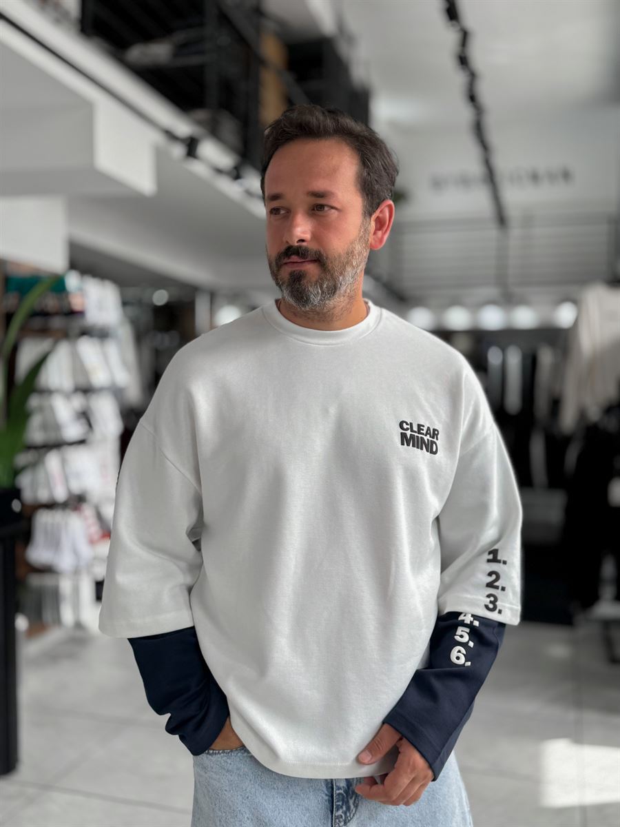 White Clear Mind Boxy Fit Sweatshirt RES-5009